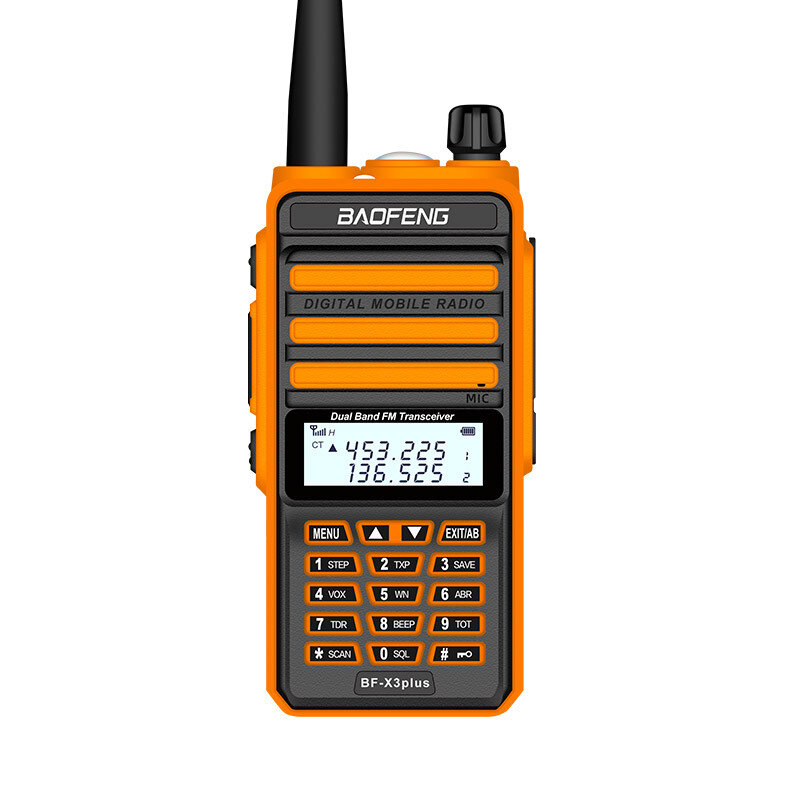BAOFENG X3-Plus 10W Walkie Talkie 20 KM Tri-band Radio Waterproof UHF/VHF 9500mah Transceiver 76-108MHz Radio Transmitter Orange