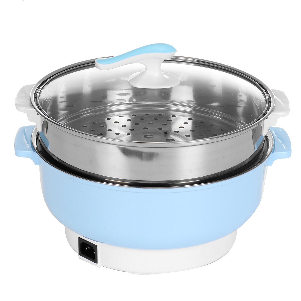 220V Multifunctional Non-Stick Stainless Steel Electric Skillet Hot Pot Steaming Double Gear Double Insulation Protection