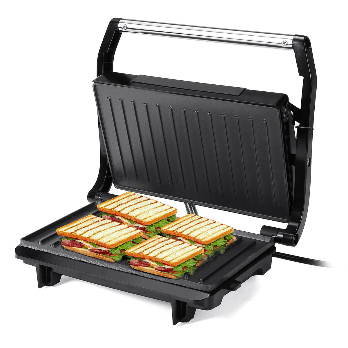 Double-side 750W Sandwich Maker Electric Panini Breakfast Maker Non Stick Steak Grill For Home Kitchen Outdoor Picnic BBQ