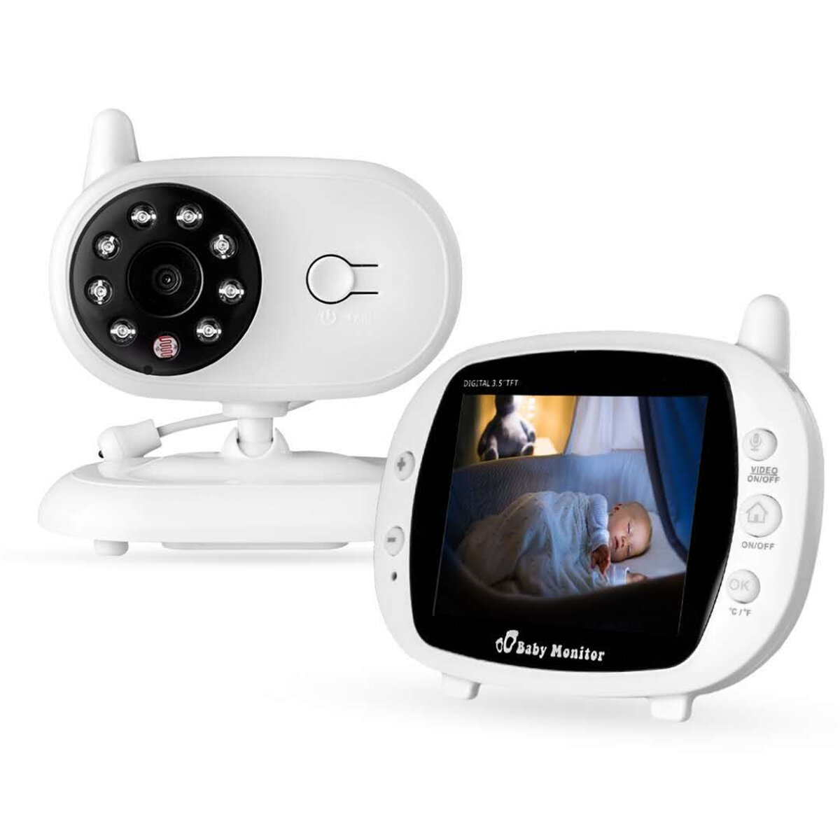 3.5 inch Baby Monitor 2.4GHz Video LCD Digital Camera Night Vision Temperature Monitoring Monitors