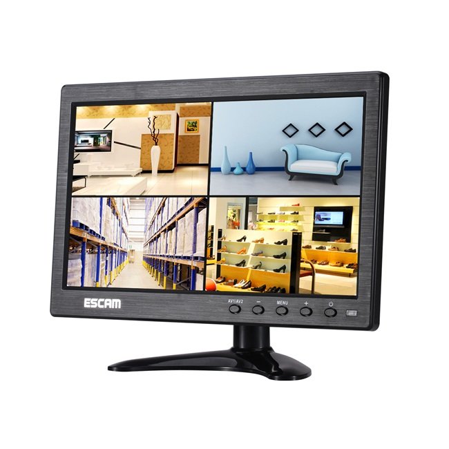 ESCAM T10 10 inch TFT LCD 1024x600 Monitor with VGA HDMI AV BNC USB for PC CCTV Security Camera