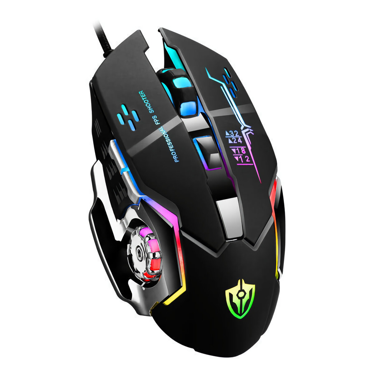 Shipadoo X7 Wired Gaming Mouse Metal Base 800-3200DPI 4 Colors Breathing Backlight Ergonomic Home Office Mice for Desktop Computer Laptop PC