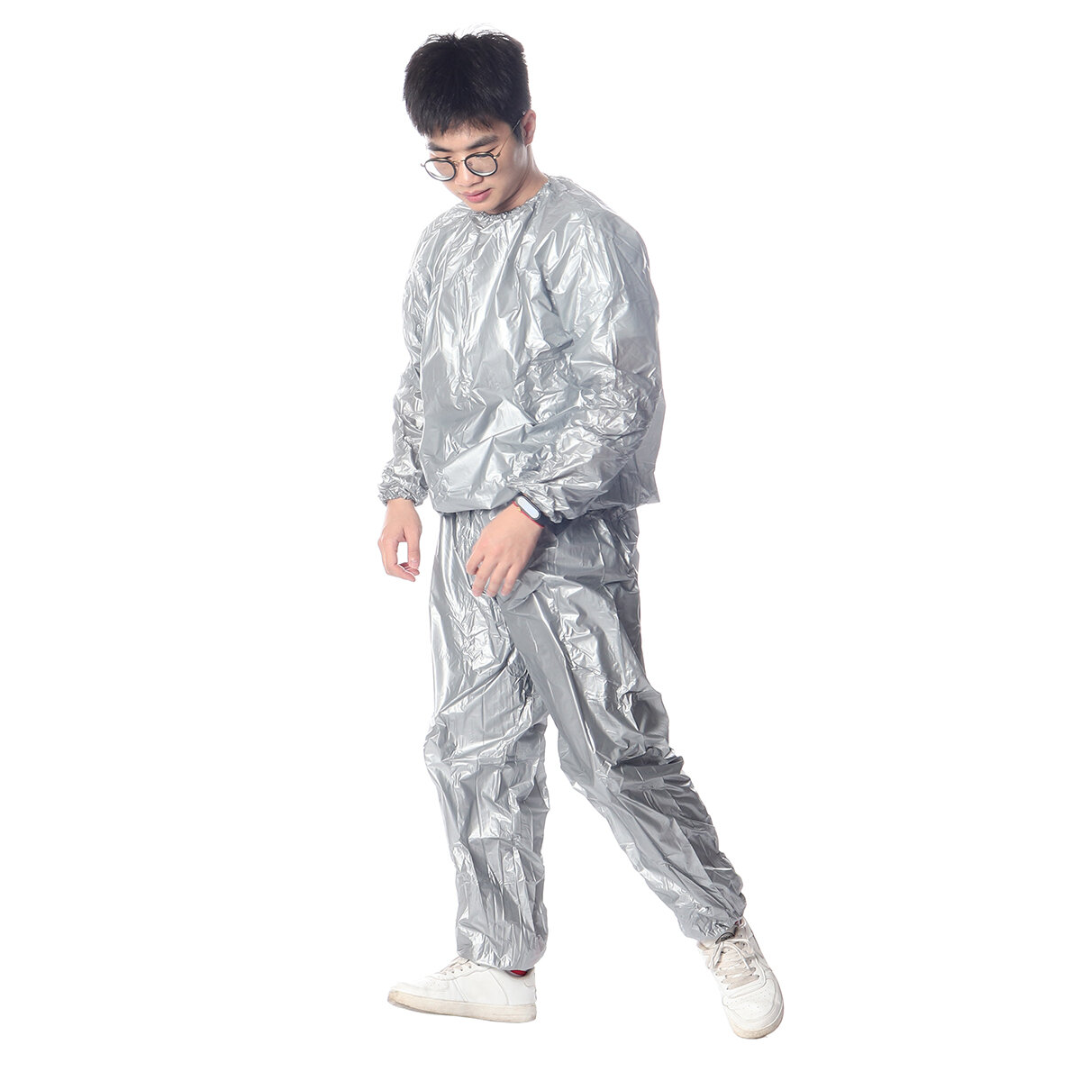 Silver Heavy Duty Sweat Sauna Suit Exercise Gym Fitness Weight Anti-Rips