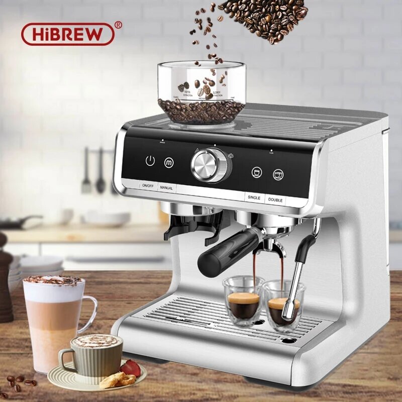 HiBREW Dual Boiler System Barista Pro 20Bar Bean to Espresso Cafetera  Coffee Machine with Full Kit for Cafe Hotel Restaurant H7A
