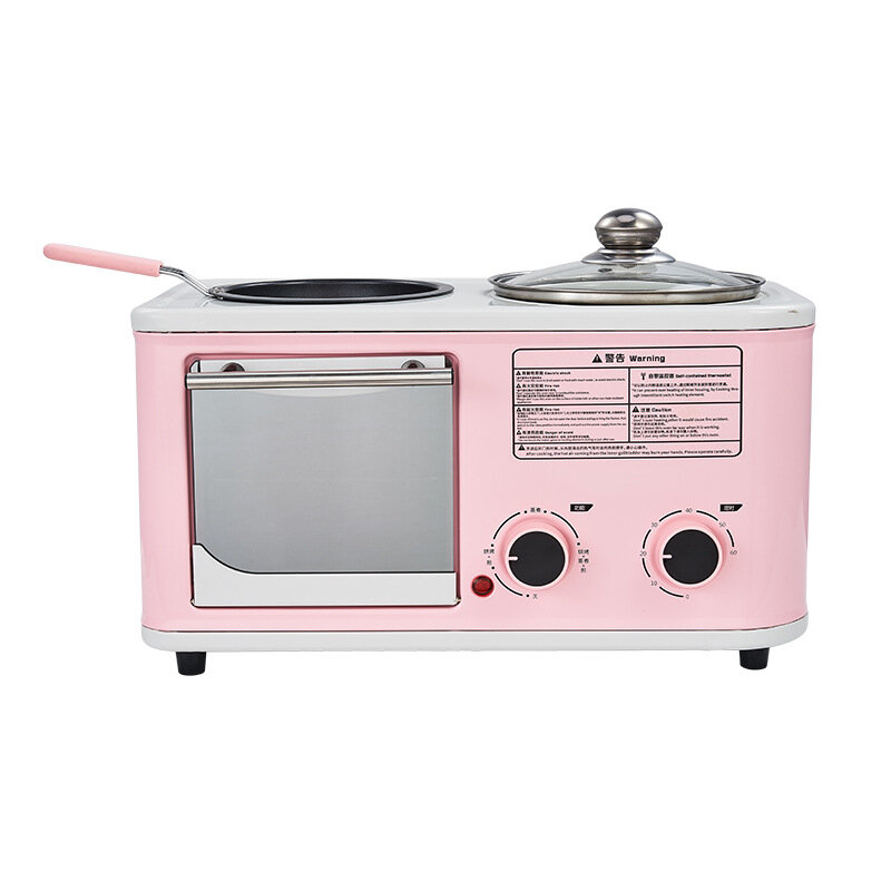 3 in 1 Electric Household Breakfast Machine Mini Bread Toaster Baking Oven Omelette Frying Pan Food Steamer