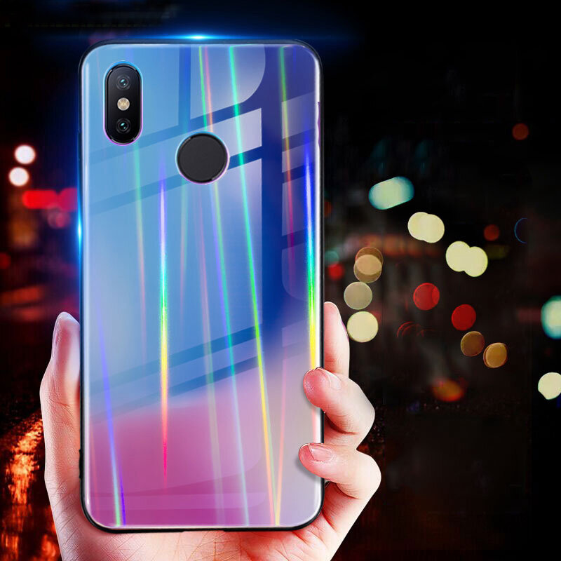 Bakeey Laser Gradient Bling Tempered Glass Shockproof Protective Case For Xiaomi Mi8 Mi8 6.21 inch Non-original