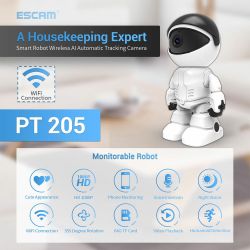 ESCAM PT205 1080P Robot IP Camera Security Camera 360  WiFi Wireless 2MP CCTV Camera Smart Home Video Surveillance P2P Hidden Baby Monitor
