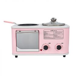 3 in 1 Electric Household Breakfast Machine Mini Bread Toaster Baking Oven Omelette Frying Pan Food Steamer