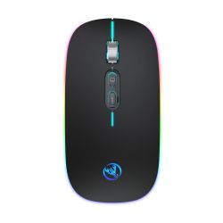 HXSJ M103FG Mouse 2.4GHz Wireless Silent Button Adjustable 800-1600DPI Rainbow LED Breathing Light Rechargeable Slim Mice for Office Business Laptop