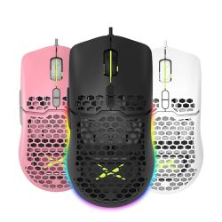 Delux M700 RGB Gaming Mouse USB Wired Lightweight Honeycomb Shell A825 Sensor 7200DPI Ergonomic Mice with Soft Rope Cable For Computer PC Laptop Gamer