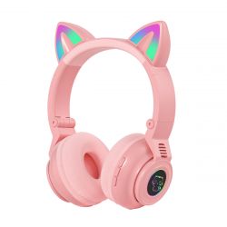 STN STN26 bluetooth Headset Cat Ears Wireless BT5.0 / 3.5MM Wired Dual Mode RGB Light Bass Noise Cancelling Foldable Headphones for Adults Kids Girls Headset Support TF Card/MP3/FM