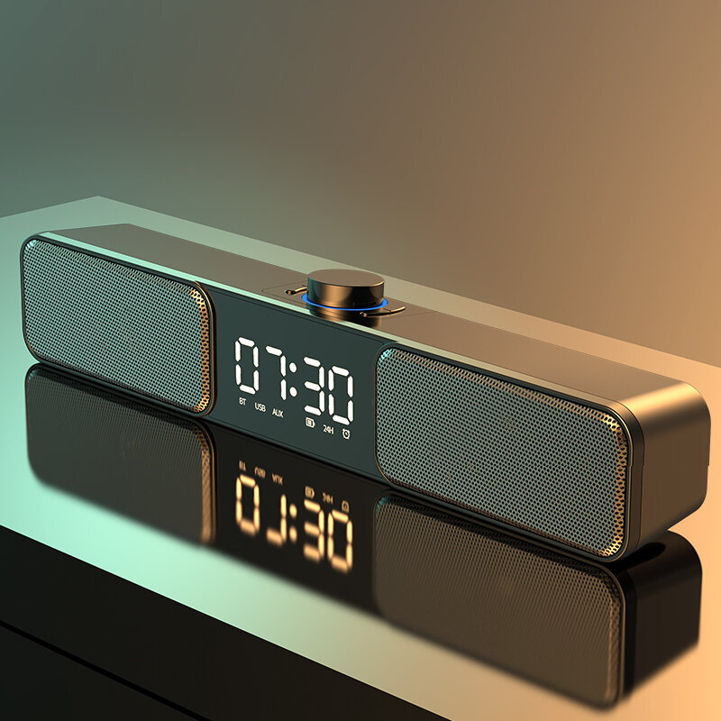 Lenovo TS2 Portable bluetooh Speaker Wired Speaker LED Display Alarm Clock Bass Speaker 3.5mm AUX Desktop Speaker
