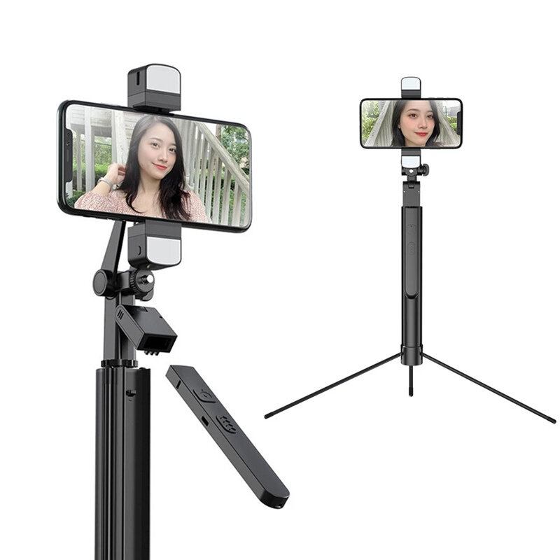 Bakeey K30 Foldable Dual Fill Light Handheld Stabilizer bluetooth Selfie Stick Tripod With Shutter Remote