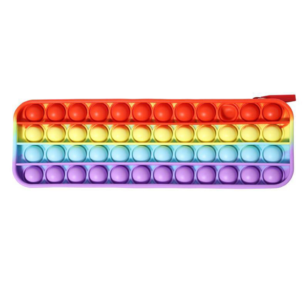 1Pcs Bubble Silicone Pencil Case Stress Relief Bubble Sensory Stationery Storage Bag Fidget Toy for Students Teens School Season Gifts