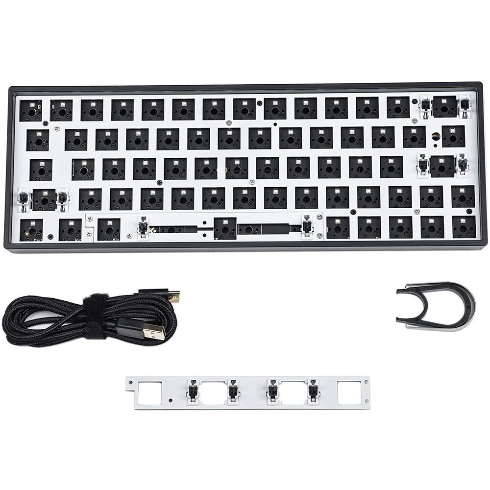 Geek Customized GK64X GK64XS Keyboard Kit RGB Hot Swappable 60% Programmable bluetooth Wired Case Customized Kit PCB Mounting Plate Case with Replacable Space Key