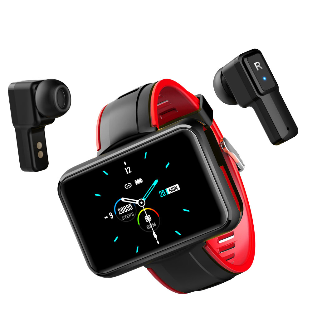 [bluetooth 5.0]Bakeey T91 1.4 Inch Big Screen bluetooth Call Wristband Wireless Earphone Heart Rate Monitor Remote Music Control Smart Watch