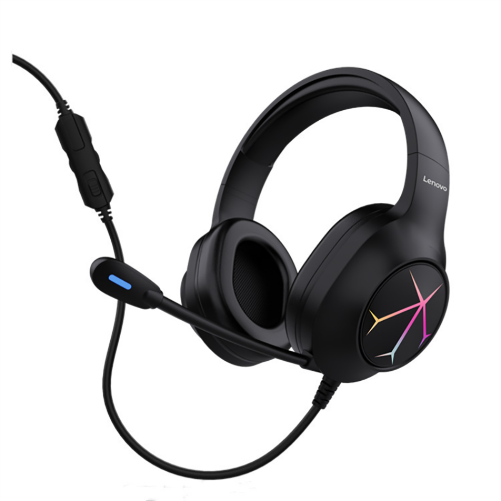Lenovo G60 Wired Headset 7.1 Stereo Blue Light Over-Ear Gaming Headphone with Mic Noise Canceling USB For for Laptop Computer