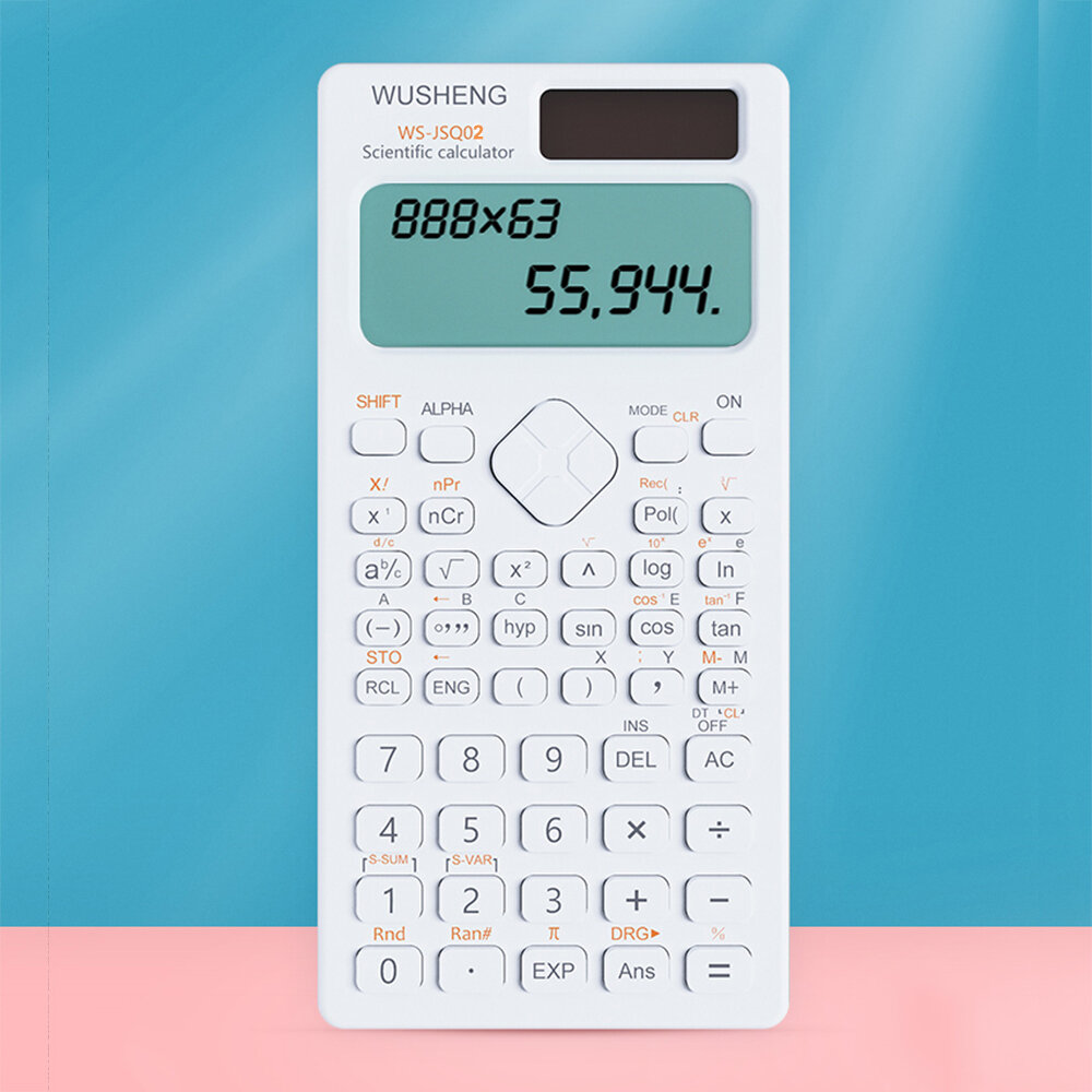 WUSHENG WS-JSQ02 Scientific Calculator 2-Line 10+2 Digits Display LCD Double Power with 417 Function Calculator for Students School Exam Use Equation Office Supplies
