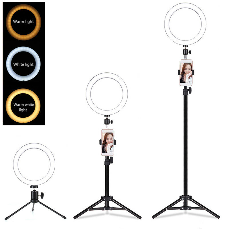 5500K 72 LED Ring Light Round Selfie Camera Video Makeup Mirror Light Lamp Light W/Holder