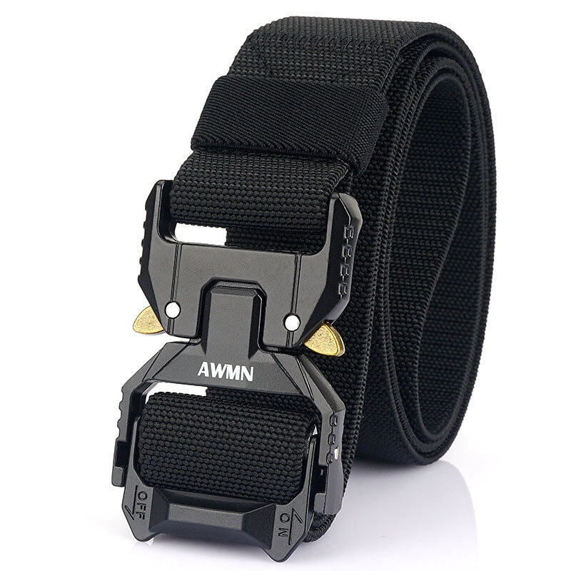 AWMN 2021 New 125cm Tactical Belt Military Webbing Heavy-Duty Quick-Release Buckle Belt Camping Hunting