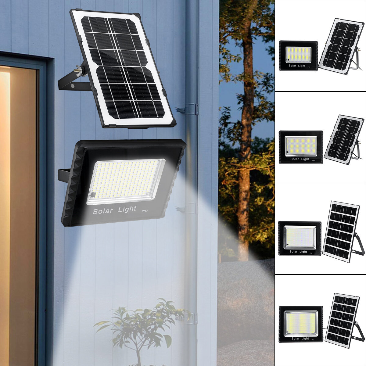 236/410/600/988LED Solar Flood Light Glass Style Light-control Outdoor Garden Street Wall Lamp+Remote Control