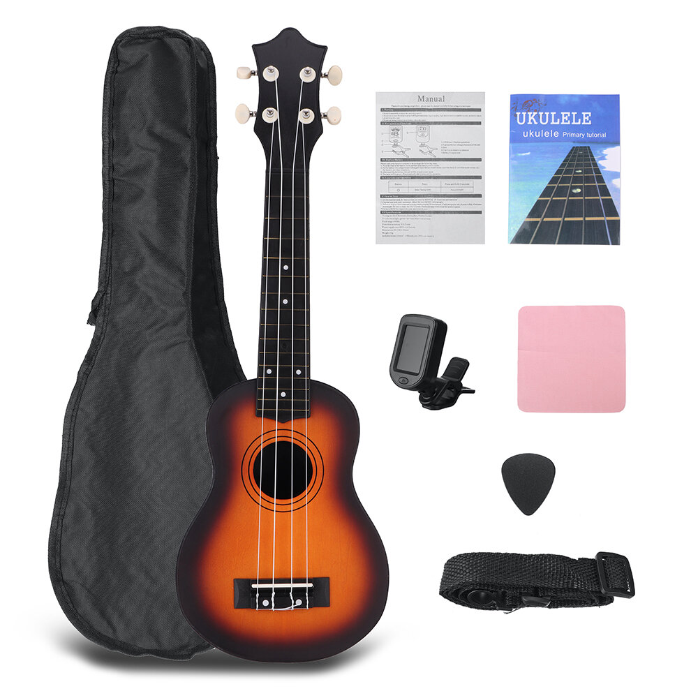 21 Inch Ukulele Kit Basswood Nylon 4 Strings Guitarra Acoustic Bass Guitar Musical Stringed Instrument for Beginners