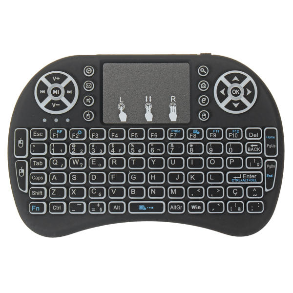 I8 Three Color Backlit Portuguese Version 2.4G Wireless Mini Keyboard Touchpad Air Mouse