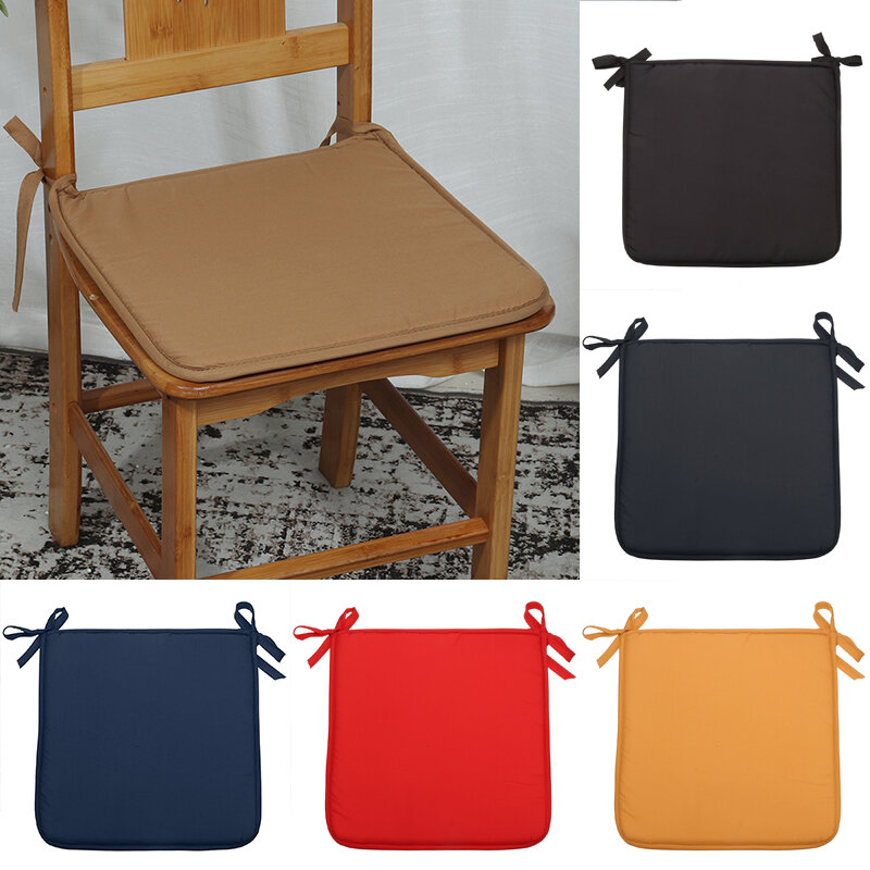 Solid Colour Seat Cushion with Ties Comfortable and Soft Outdoor Indoor Restaurant Chair Cushion