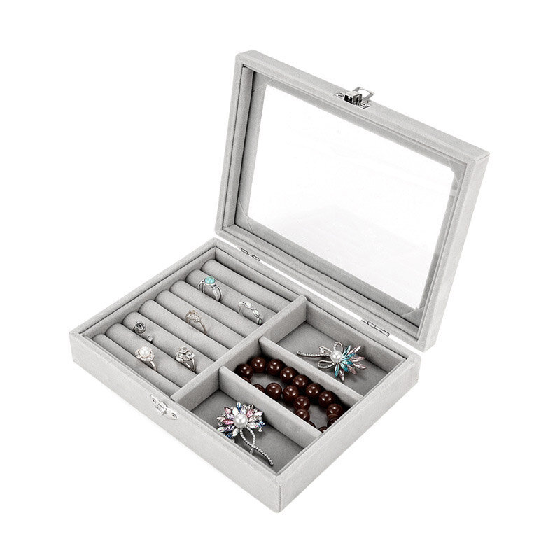 2 in 1  Detachable Portable Jewelry Cosmetic Storage Case Organizer Display Jewelry Watch Box