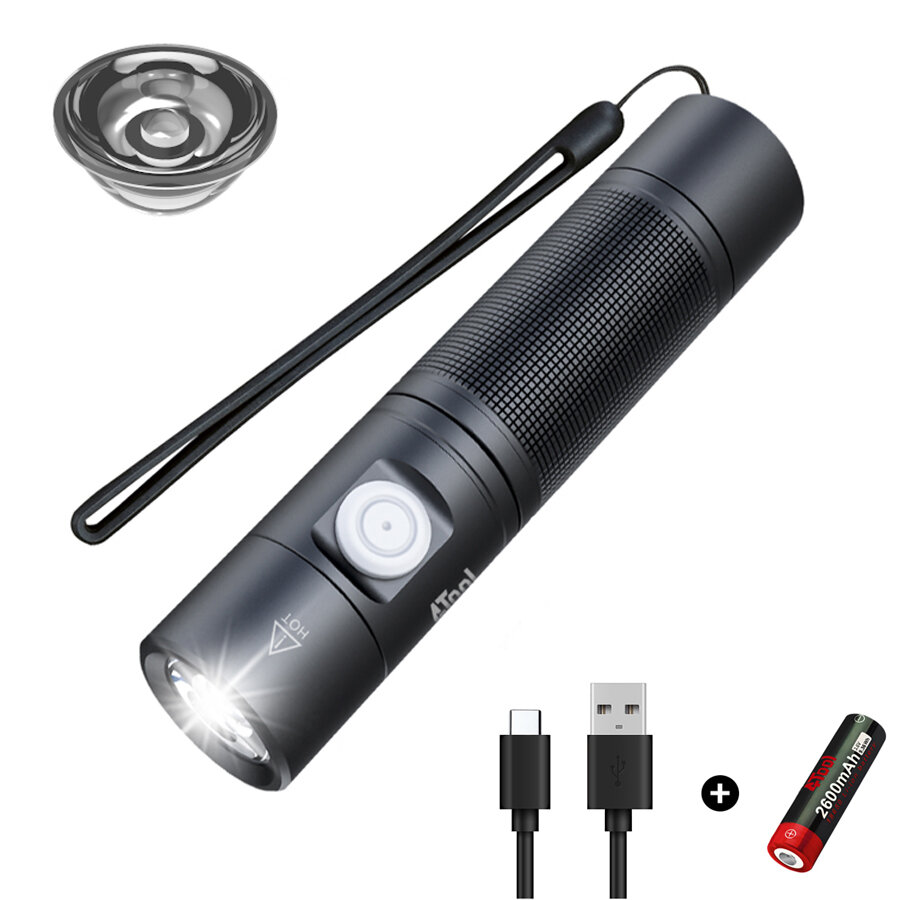 Nextool 4Tool ED10 1400lm TIR Lens 200m Long Range Compact EDC Flashlight with 2600mAh 18650 Li-Battery Type-C USB Rechargeable Powerful Mini Torch with P9 LED