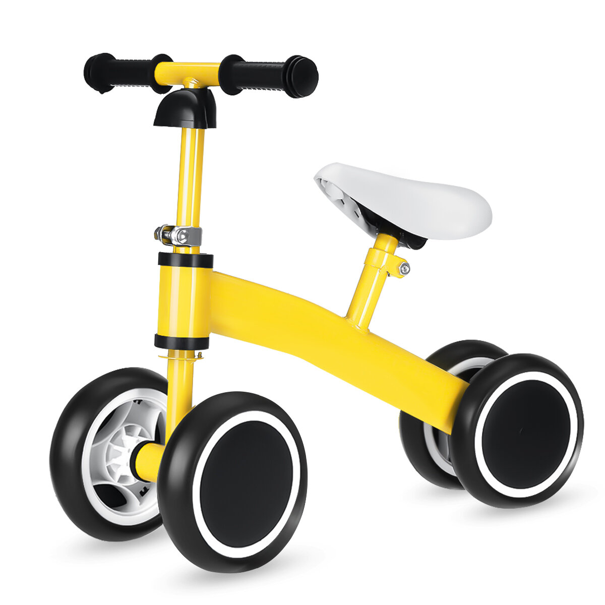 Baby Balance Bike 4 Wheels No Pedal Design Bicycle With Adjustable Seat Height Kids Training Walking Tricycle For 1-3 Years Old