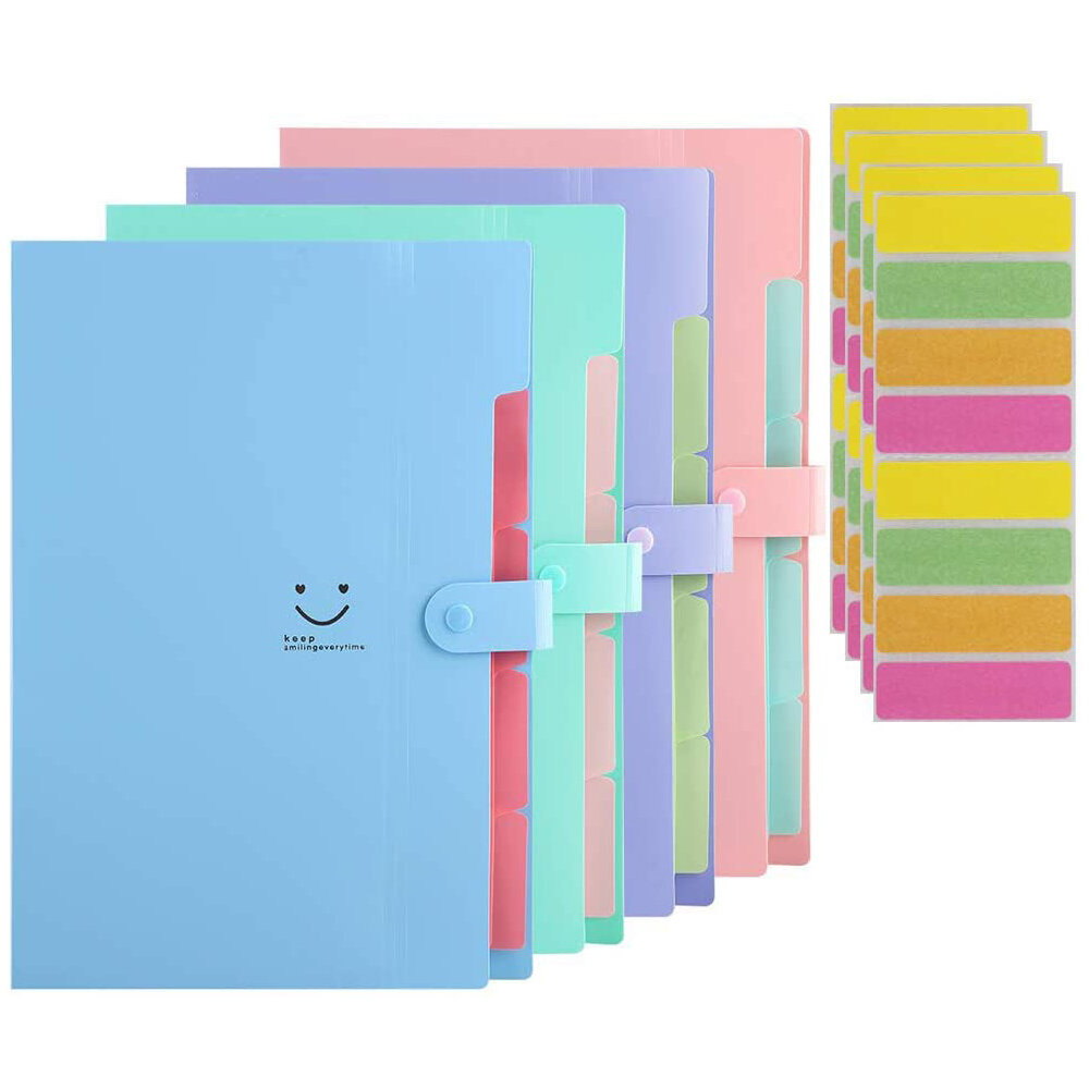 A4 Expanding File Folders 5 Layers Accordion Document Organizer Placstic File Folder Pocket Snap Closure Document Organizer Set or School Office Home