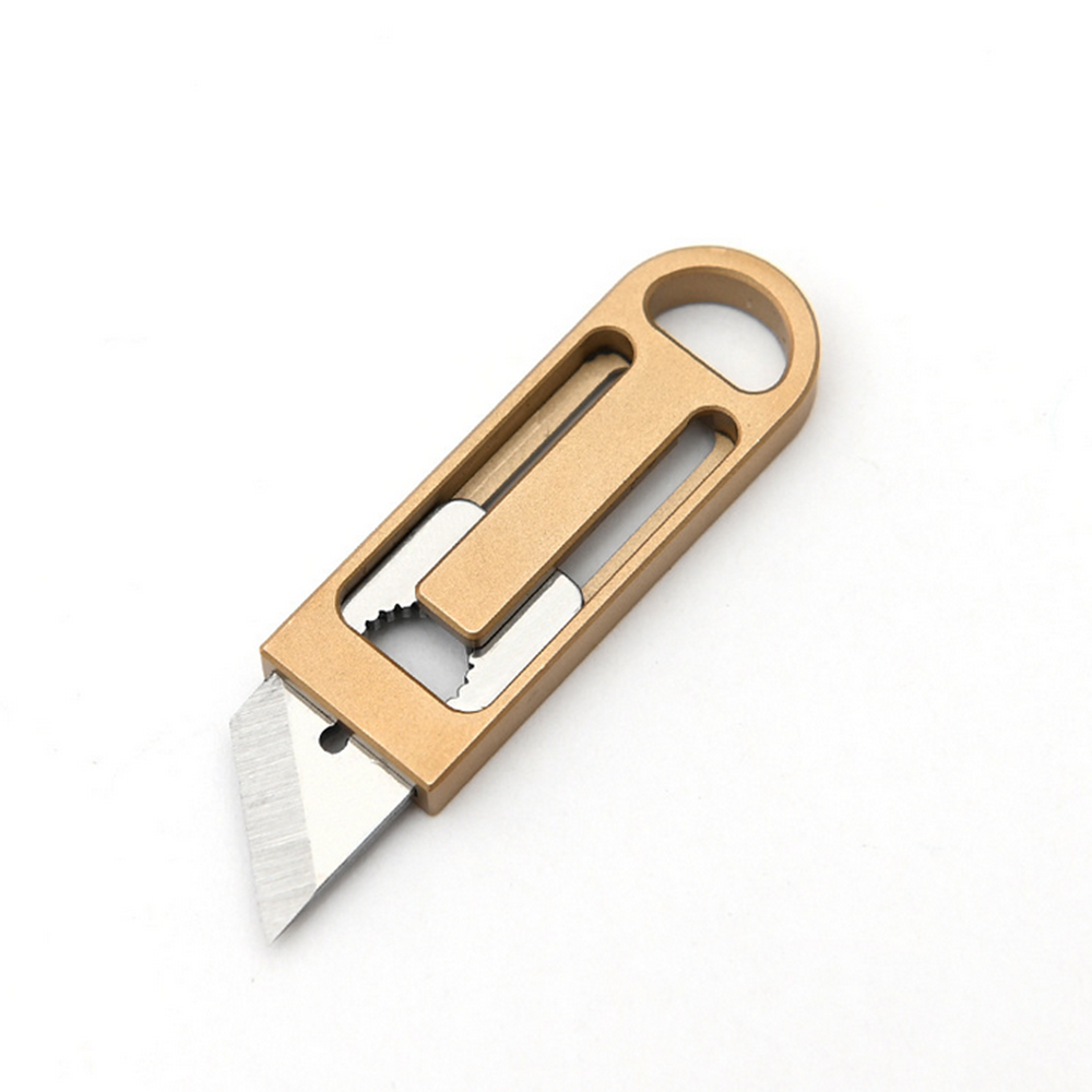 Mini Titanium Alloy Knife Self-protection Utility Knife Portable U Disk Shape Detachable Push-pull Knife Paper Cutting Tool