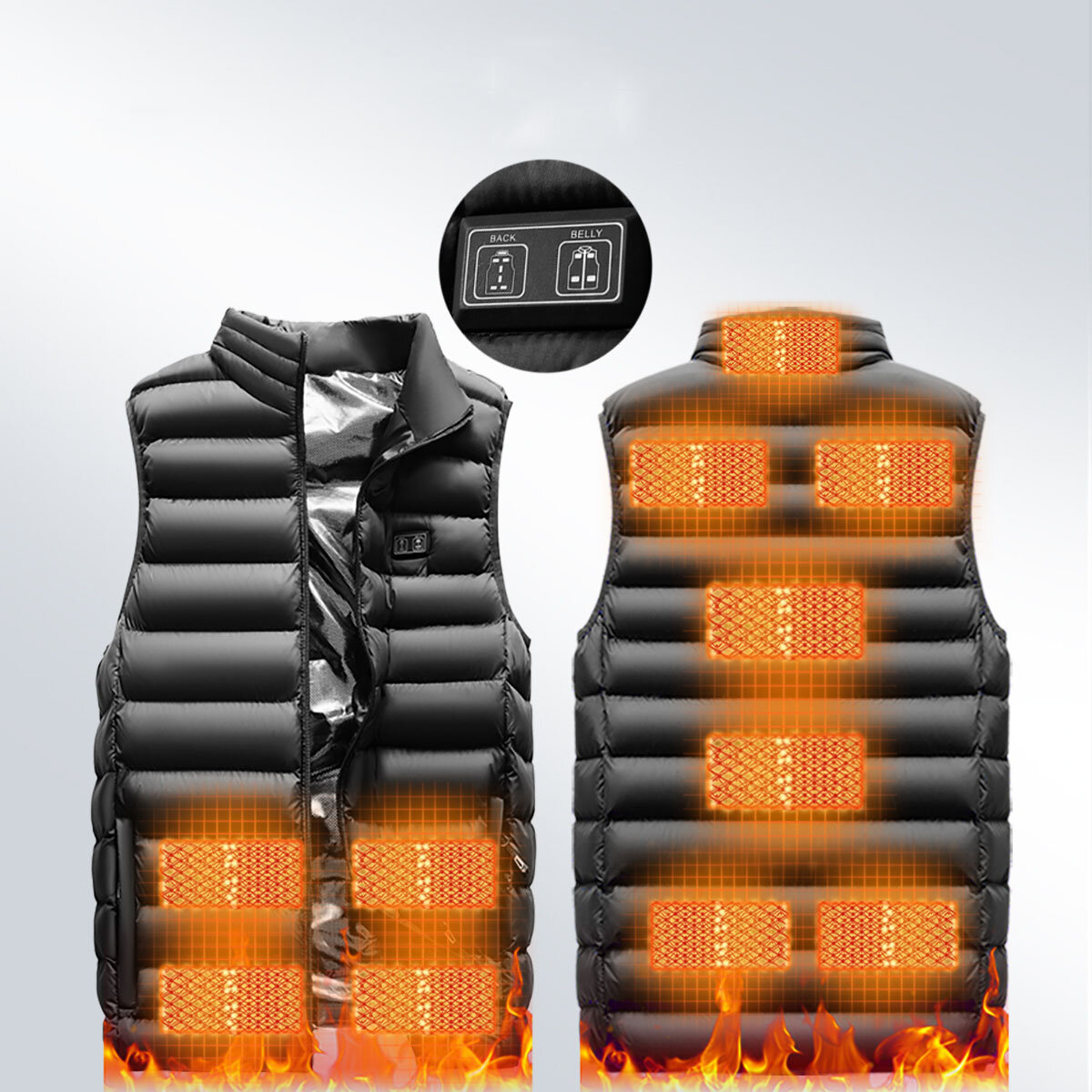 11 Zone Graphene Electric Heating Vest USB Warm Plug Cotton Thermostat Heating Vest Winter Heating Cothes