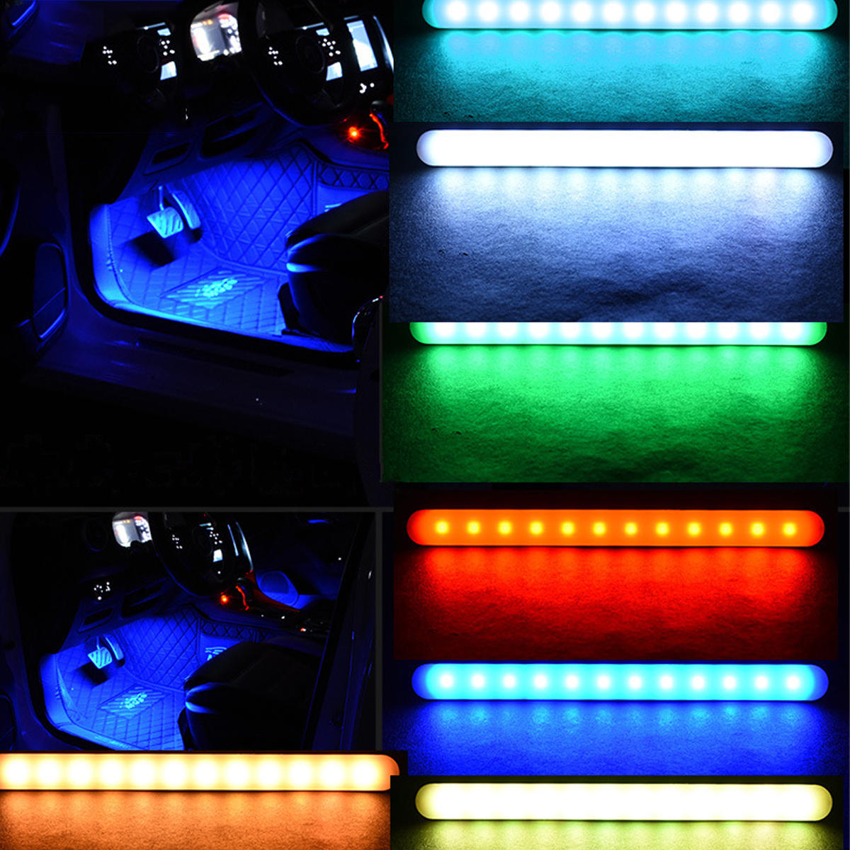 Car 4-In-1 Car LED Decoration Atmosphere Lights Colorful Sound-activated Interior Lamp Support Mobile APP Control