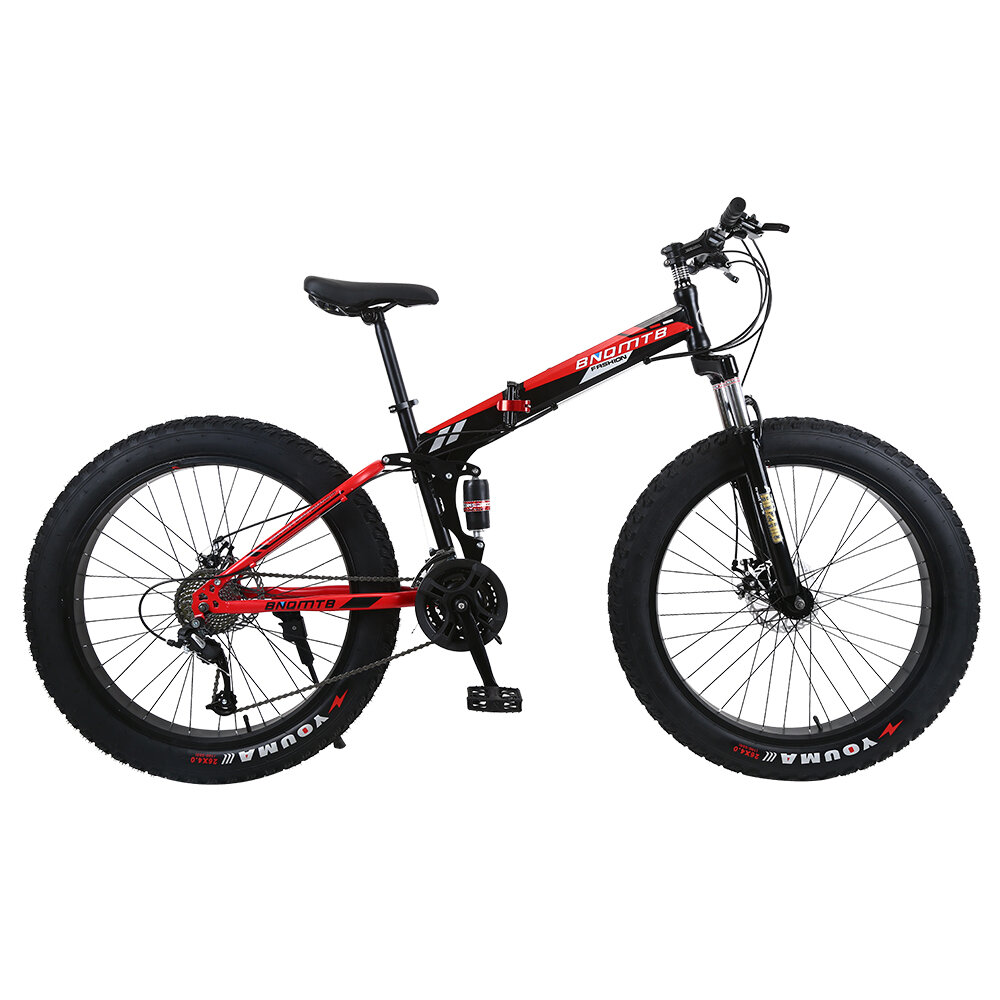 26inch 21 Speed Folding Fat Tire Mountain Bike Spoke Wheel Mountain Bicycle Double Damping Bike Outdoor Cycling