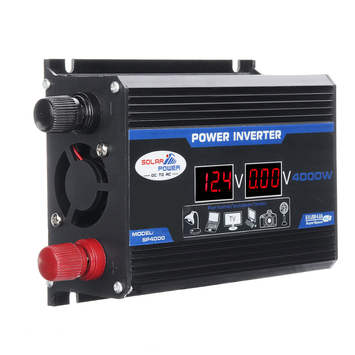 1200W Peak Car Power Inverter DC 12V to AC 110V 220V Dual USB Modified Sine Wave Converter With LED Screen