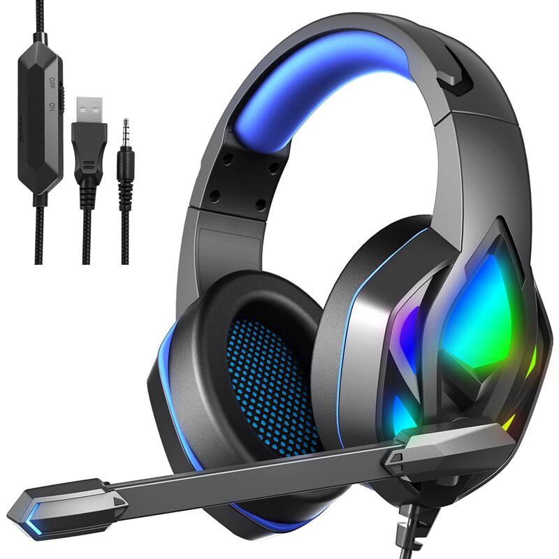 Bakeey H100 Gaming Headset Virtual 7.1 Surround Sound Wired Headphones LED USB/3.5mm with Mic Gamer earphone for Xbox PC for PS4