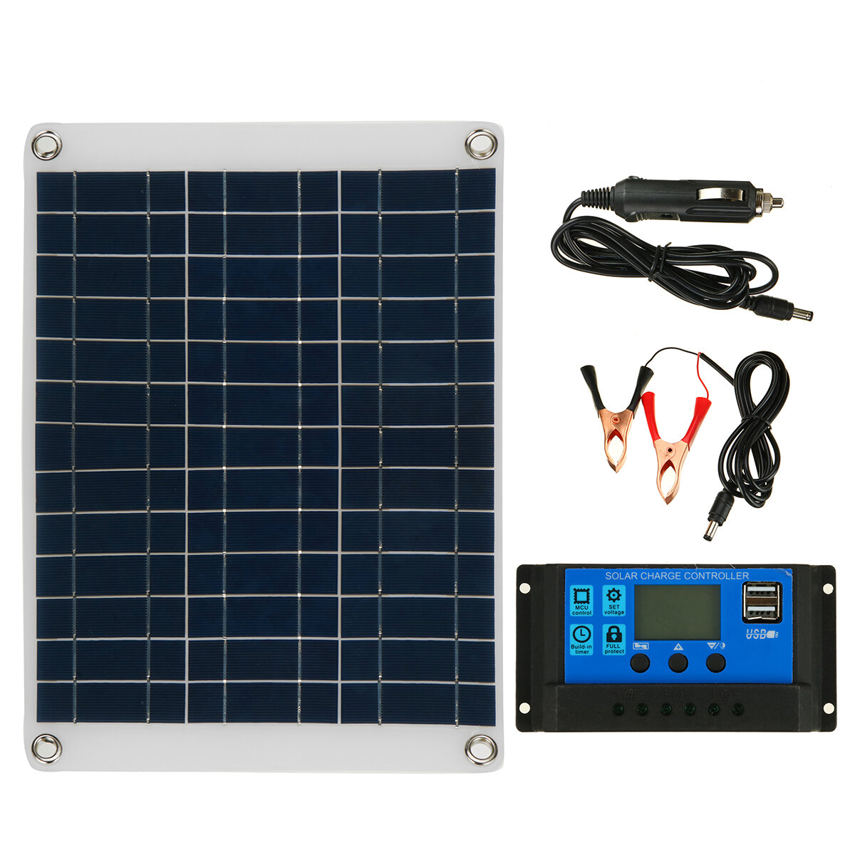 20W 12V/5V Polycrystalline Solar Panel Kit Battery Charger Portable Solar Panel for Car Boat Van