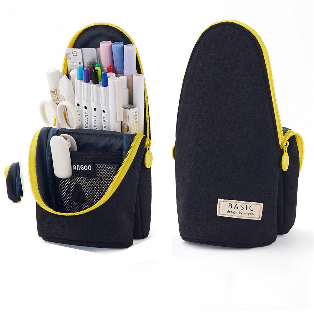 Angoo Stand up Pencil Case Multifunctional Pencil Bag Stationery Students Large Capacity Pen Holder Supplies