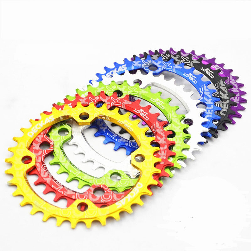 DECKAS 104BCD Round Narrow Wide Chainring For MTB Mountain Road Bike 36T 38T Single Disc Bicycle Components Crankset Tooth Plate Parts 104 BCD