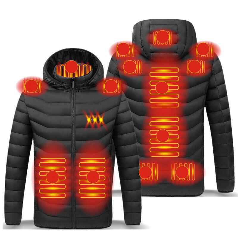 TENGOO 11 Areas Heating Men 3-Modes Electric Heated Coat Thermal  For Winter  Skiing Cycling