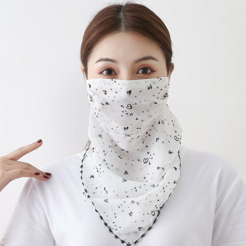 Sunscreen Scarf Ear-mounted Breathable Riding Face Mask Summer Quick-drying Printing Neck Mask