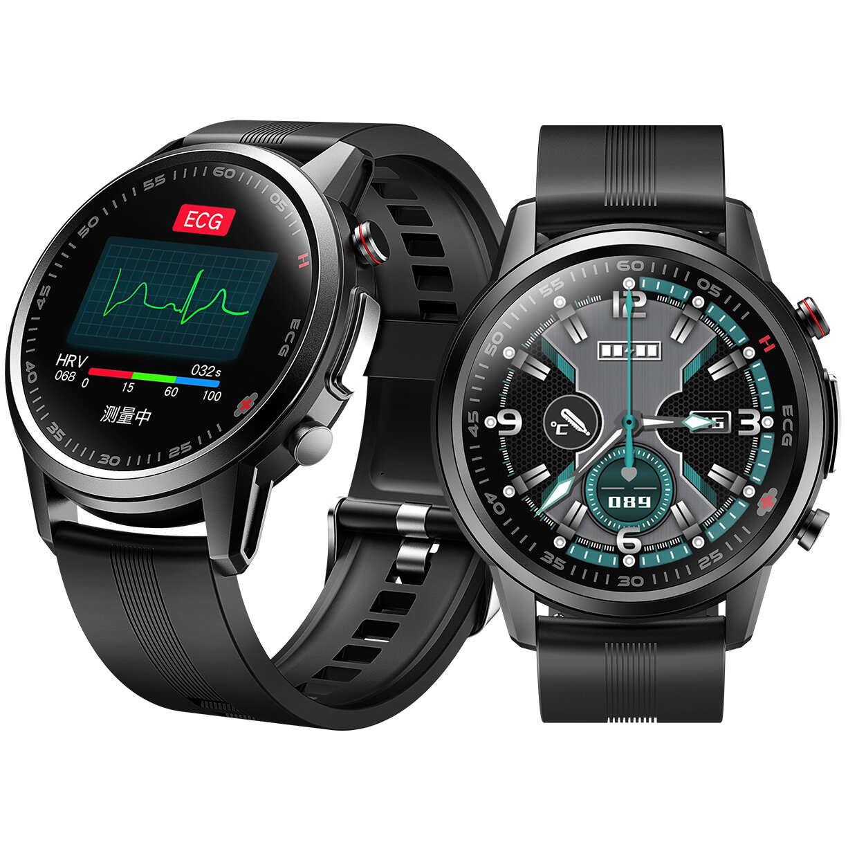 [Laser Therapy] Bakeey F800 1.3 inch Touch Screen ECG Measurement Body Temperature Heart Rate Blood Pressure Oxygen Monitor IP67 Waterproof BT5.0 Smart Watch