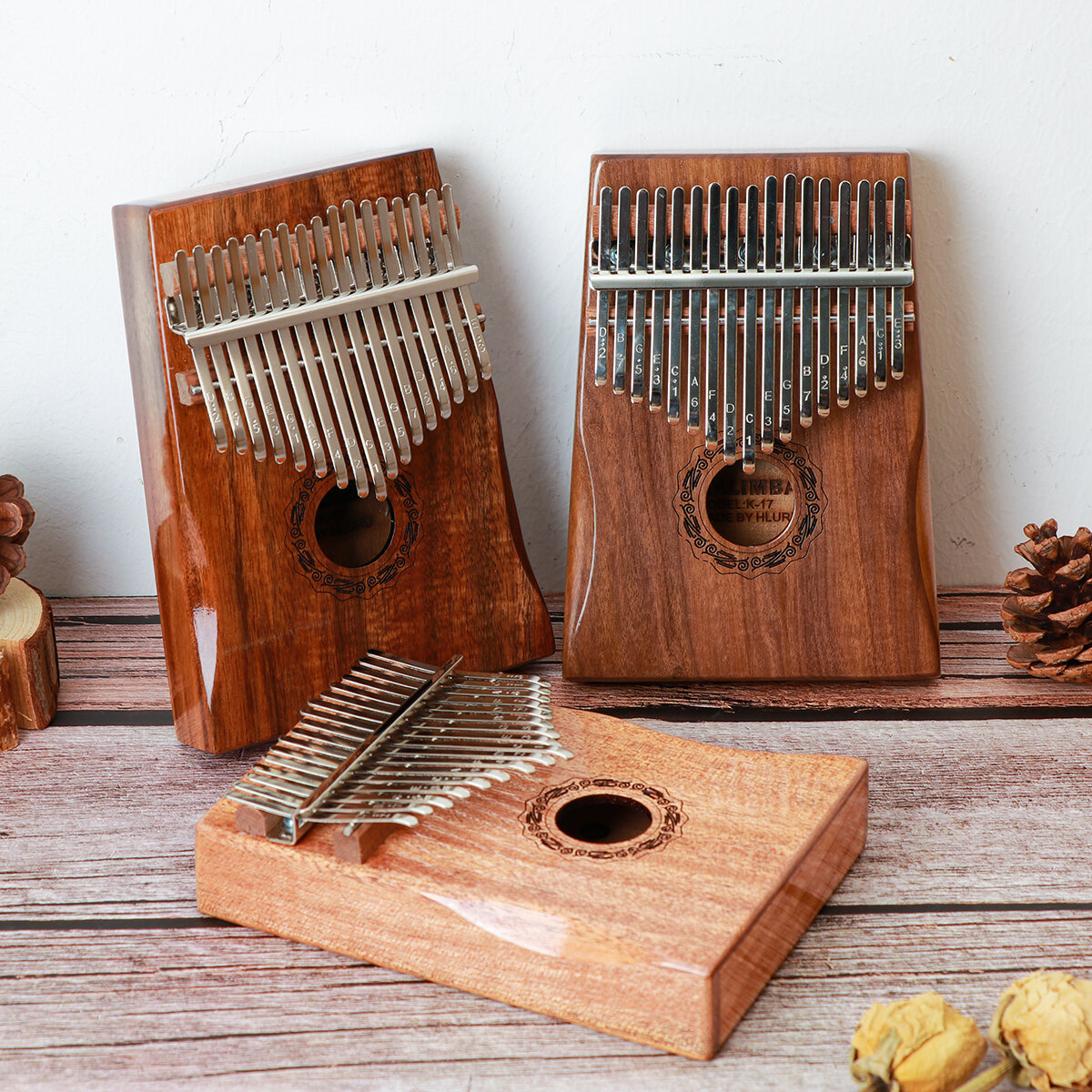 HLURU 17 Keys Kalimba FingerThumb Piano Beginner Practical Wood Muscial Instrument