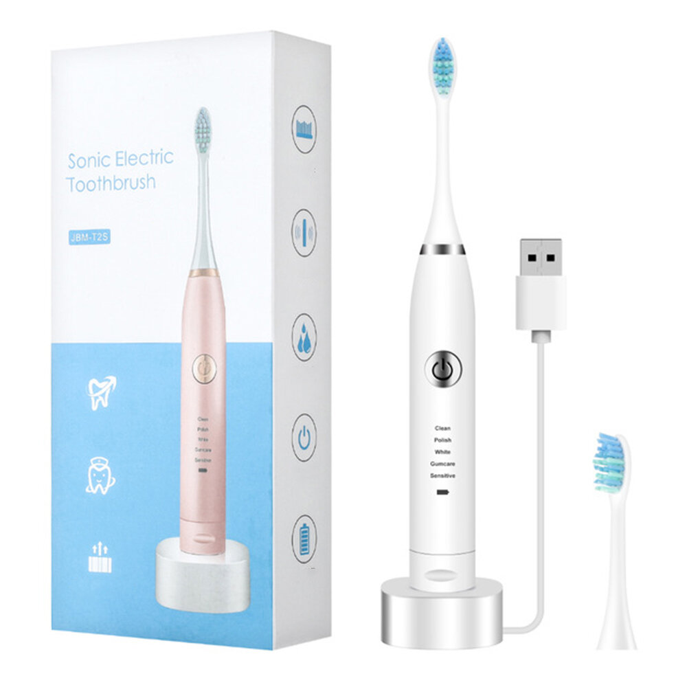 Electric Toothbrush Waterproof USB Rechargeable Tooth Brushes 5 Modes Adjustable Whitening Teeth Brush