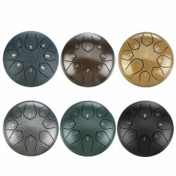 HLURU 6 Inch 8 Notes G Tune Steel Tongue Drum Handpan Instrument with Drum Mallets and Bag