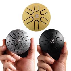 HLURU 3 Inch 6 Tone Mini Ethereal Drum Steel Tongue Drum Leisure Percussion Instrument for Beginner