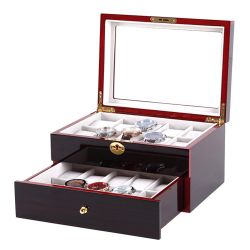 Deffrun 6/10/12/20 Slot Watch Display Wood Jewelry Storage Organizer Watch Box