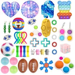 44pcs Fidget Antistress Toy Set Relief Gift Pack Adults Children Squishy Sensory Antistress Relief Bubble Puzzle Toys Decompression Artifact